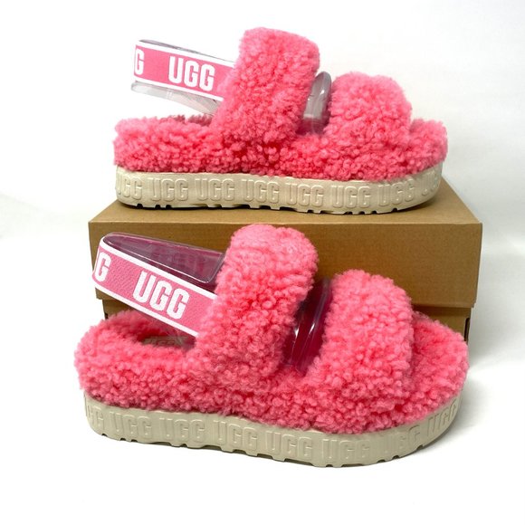 UGG Shoes - UGG Logo Women Size 1120876 PKRS OH FLUFFITA Platform Slide Pink Slippers Sandal